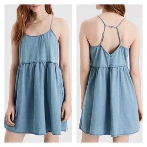 American Eagle Denim Strappy Babydoll Dress XS